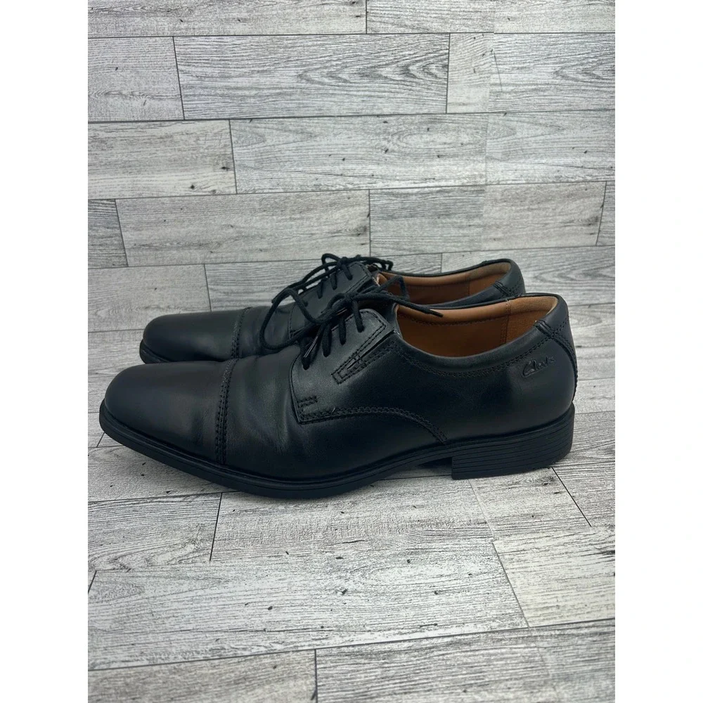 Clarks Whiddon Cap Mens Black Leather Lace Up Oxford Shoes 261103097075 Sz 8.5M‎